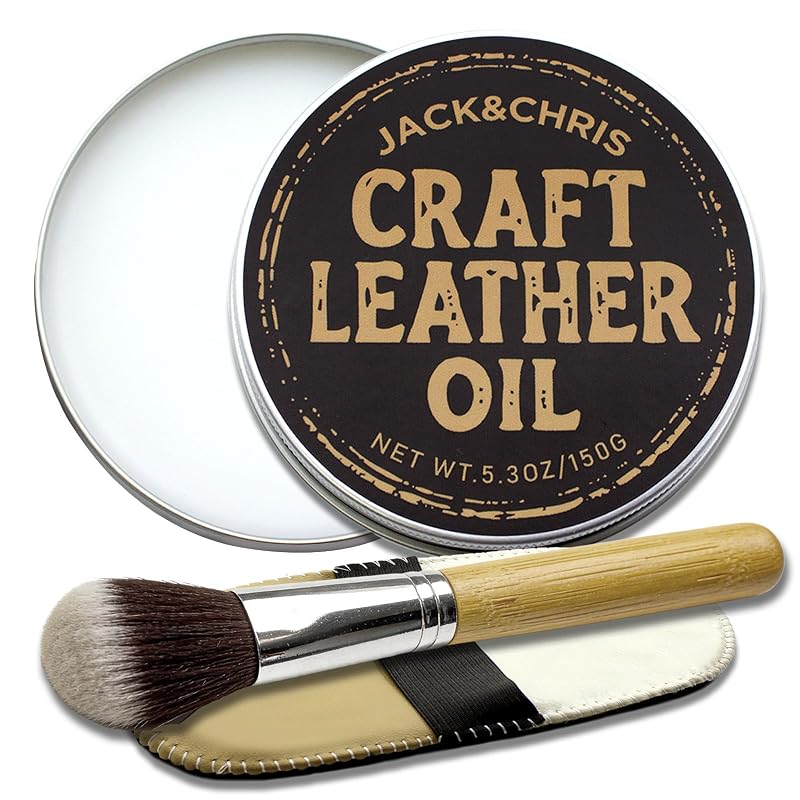 Jack&Chris Limpador e Condicionador para Couro com Mink Oil, Escova e Luva, 150 mL