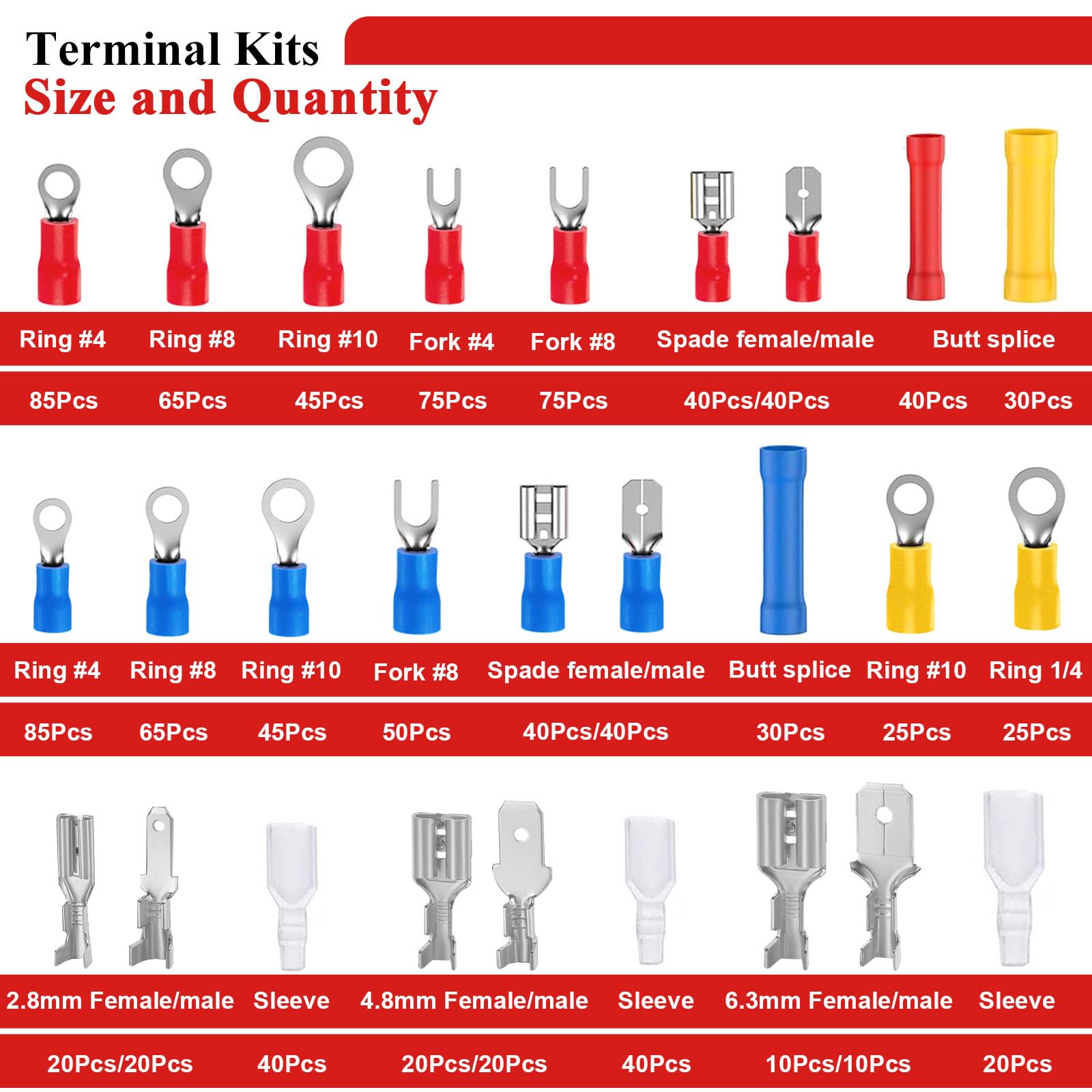 Tnisesm 1100 connettori per cavi, terminali isolati per cavi elettrici con crimpatura/spellatura/taglio, strumento di crimpatura multifunzione 22-10AWG, kit di connettori ad anello, testa a vanga