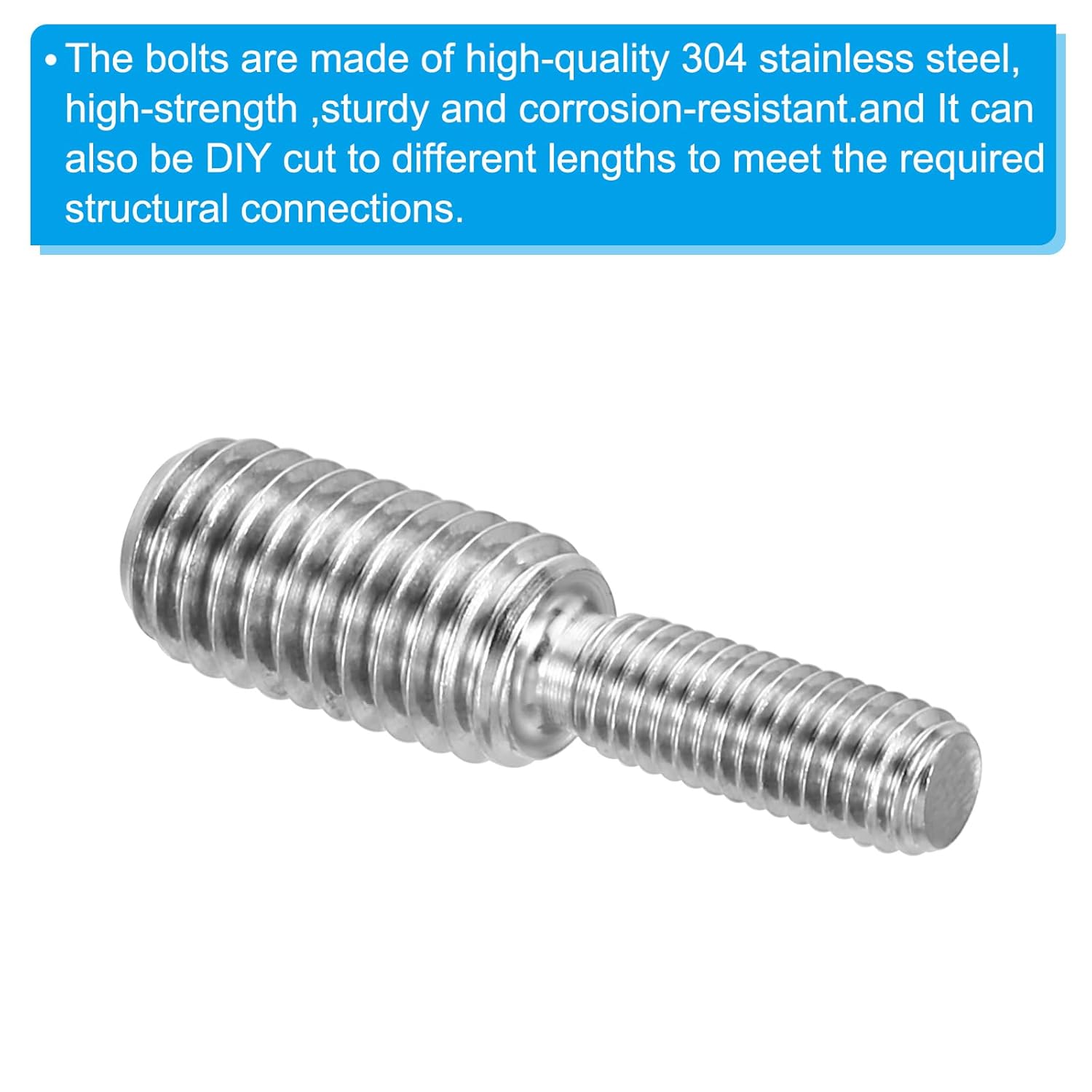 M5xM8x30mm Double End Threaded Stud Screw Bolt, 5 Pack 304 Stainless Steel Rod Bolts Thread Reducer Adapter for Furniture Hardware