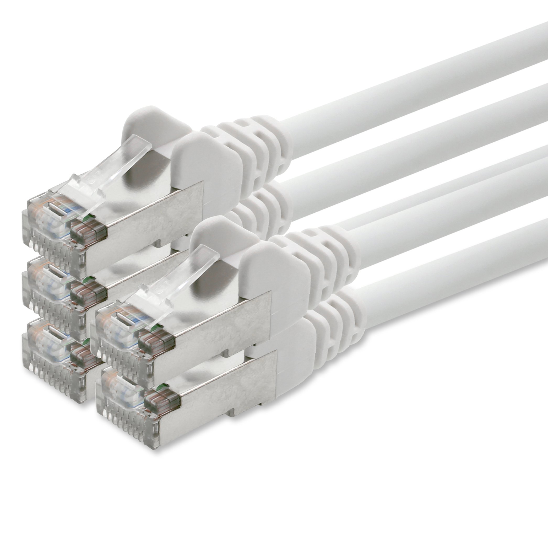 1aTTack CAT5 SFTP foil and braid-shielded network cable with 2x RJ45 connector set (5 pieces) 5m white