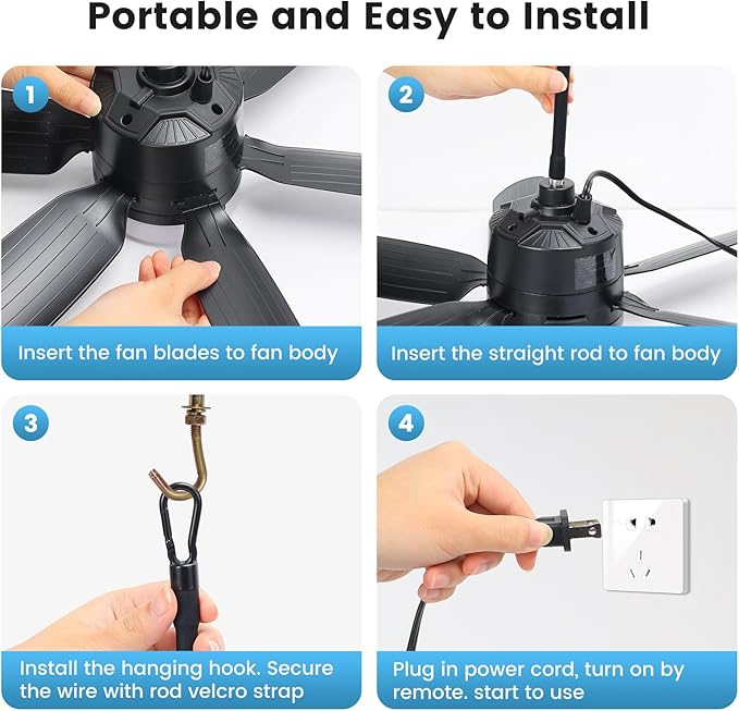 Ventilador de Techo 52 cm con Luz Ajustable y Control Remoto miniatura 10