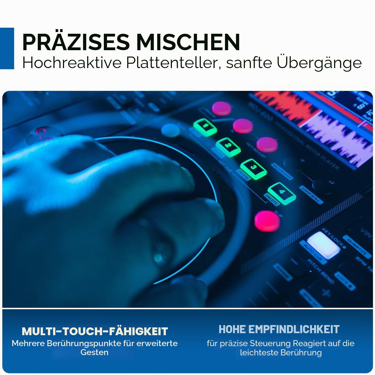 Gemini Sound MDJ-600 - Professioneller CD / Media Player mit 4 Hot Cues und Auto / Manual Looping, Farbbildschirm, MIDI, 24-Bit / 192kHz Soundkard