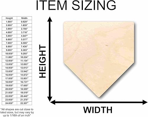 Miniatura 2 de Placa de madera sin terminar para el hogar, diseño de base de diamante, para béisbol, sóftbol, para manualidades, hasta 46 pulgadas, 16 pulgadas  18