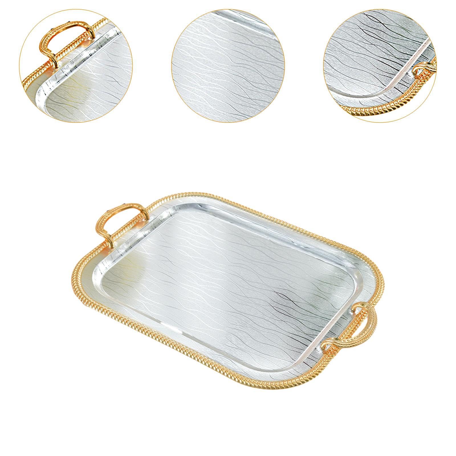 Bandeja de Servir, Soporte para Taza de Té, Hierro Forjado, Expositor de Cosméticos, Perfumes Y Maquillaje, Bandeja Decorativa para Tocador, Baño, L