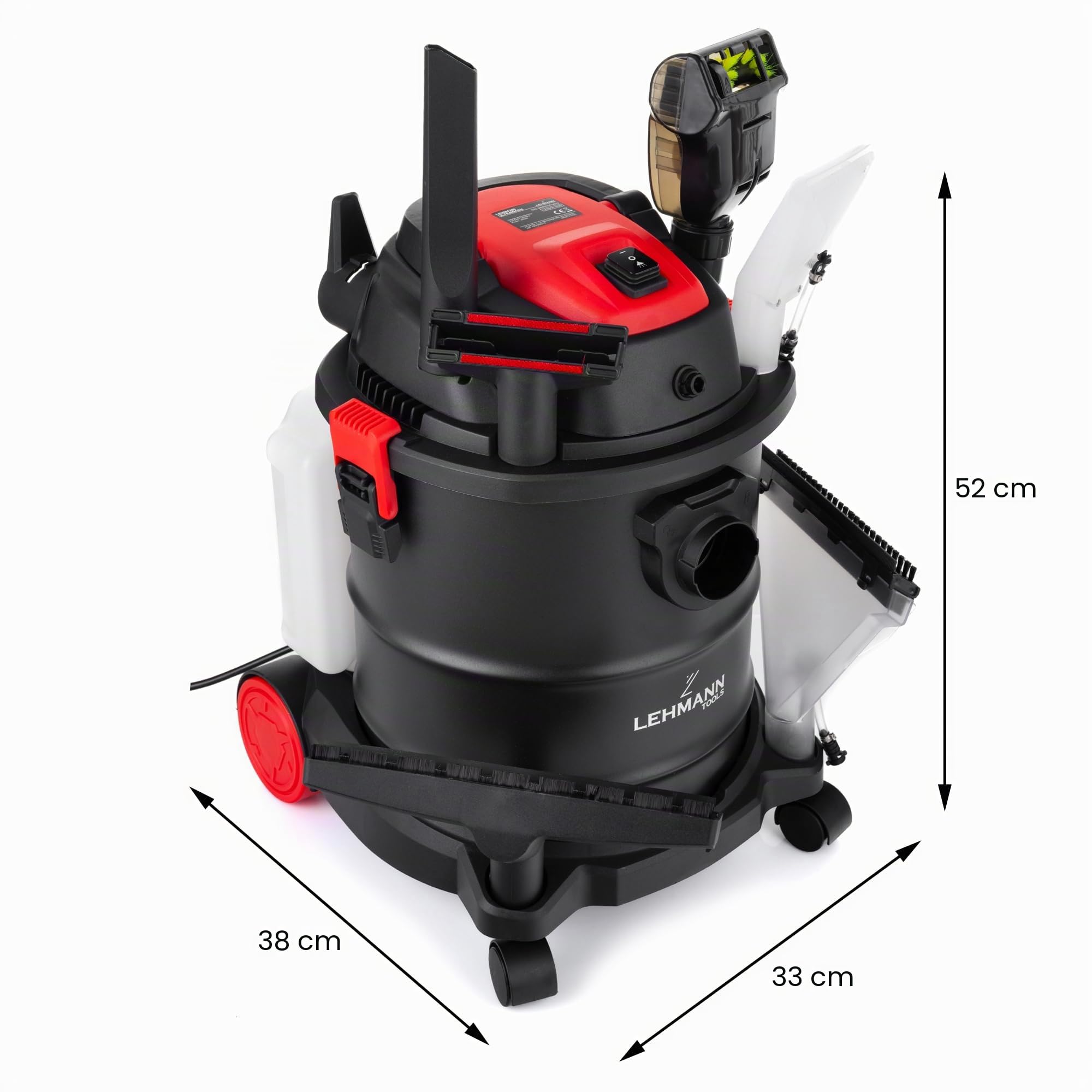 LEHMANN Waschsauger Ultrawash 4 in 1 | Staubsauger für Teppiche und Polstermöbel | Beutelloser Staubsauger mit 20-Liter-Behälter | inkl. umfangreichem Zubehör