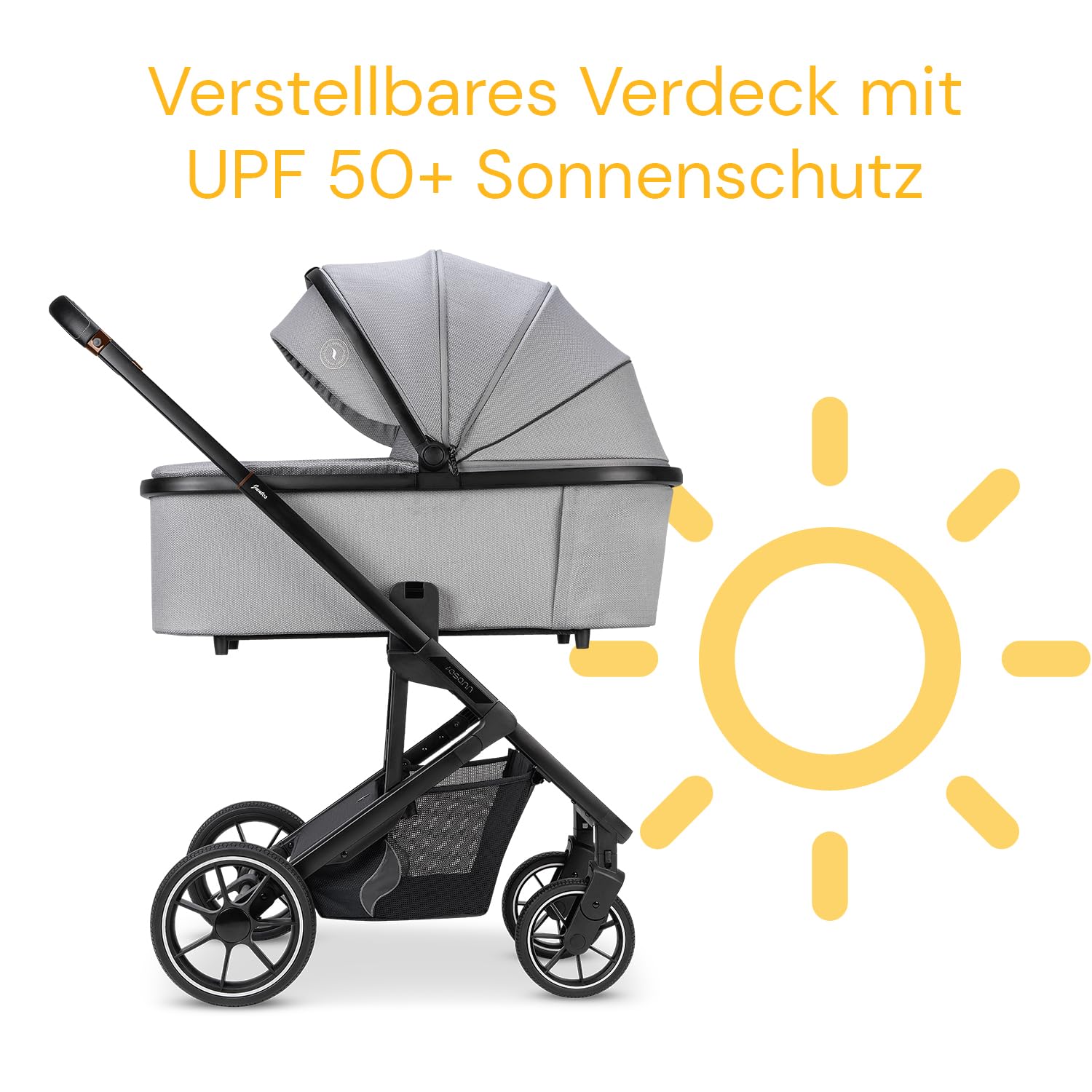 OSANN - Poussette pour bébé/enfant Juntos Gris clair - 0-22 kg - 53,5 x 104,5 x 97,5 cm - Compacte, nacelle avec matelas ou siège sport - pare soleil, housse de pluie - compatible siège auto