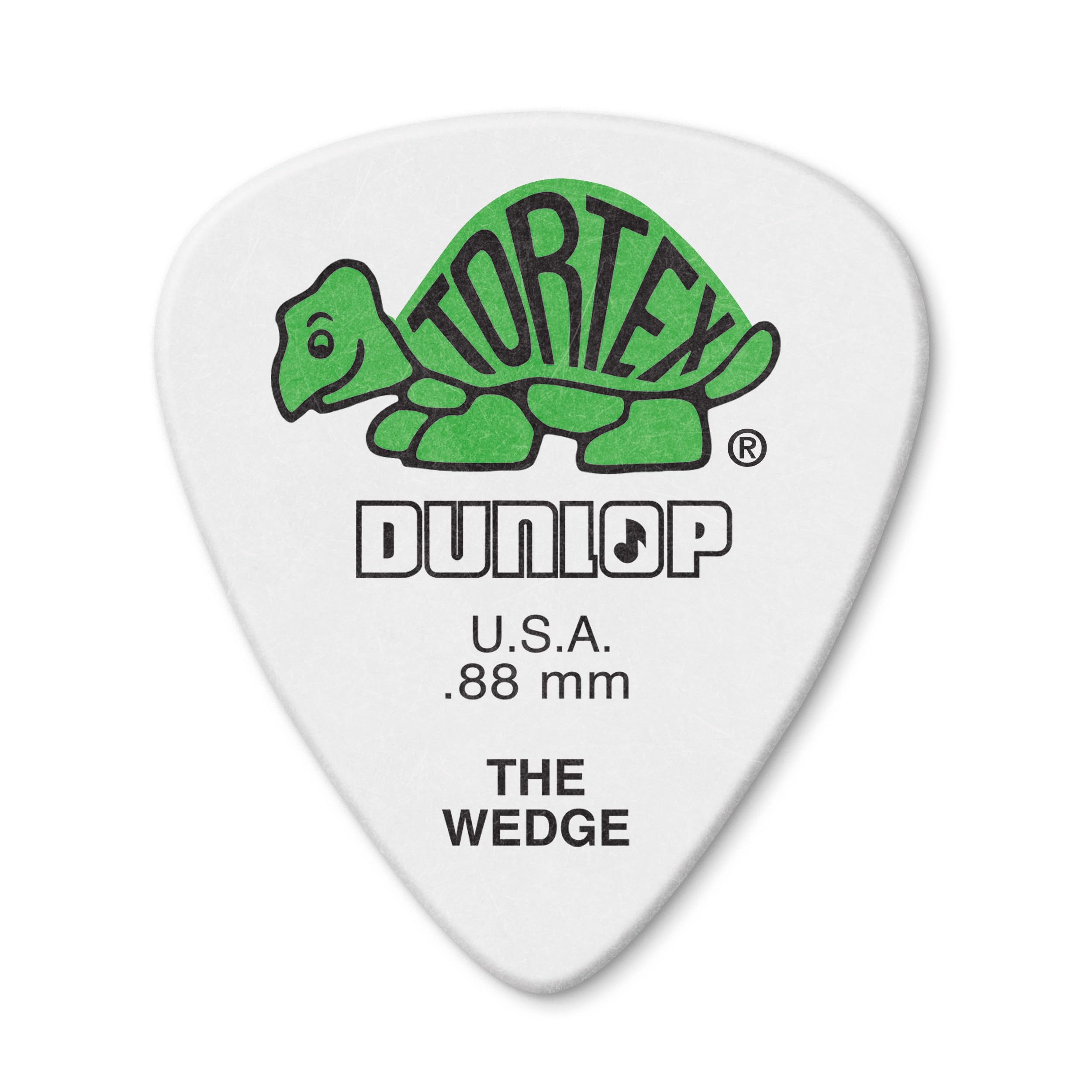 Dunlop 424R.88 Tortex® Wedge, White/Green, .88mm, 72/Bag