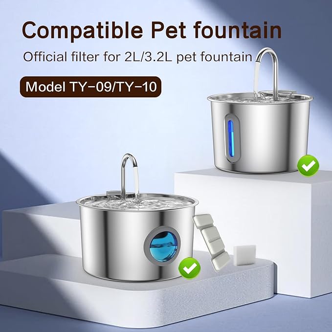 Filtro para Fuente de Agua para Gatos OYES, 8 Filtros + 4 Esponjas miniatura 3