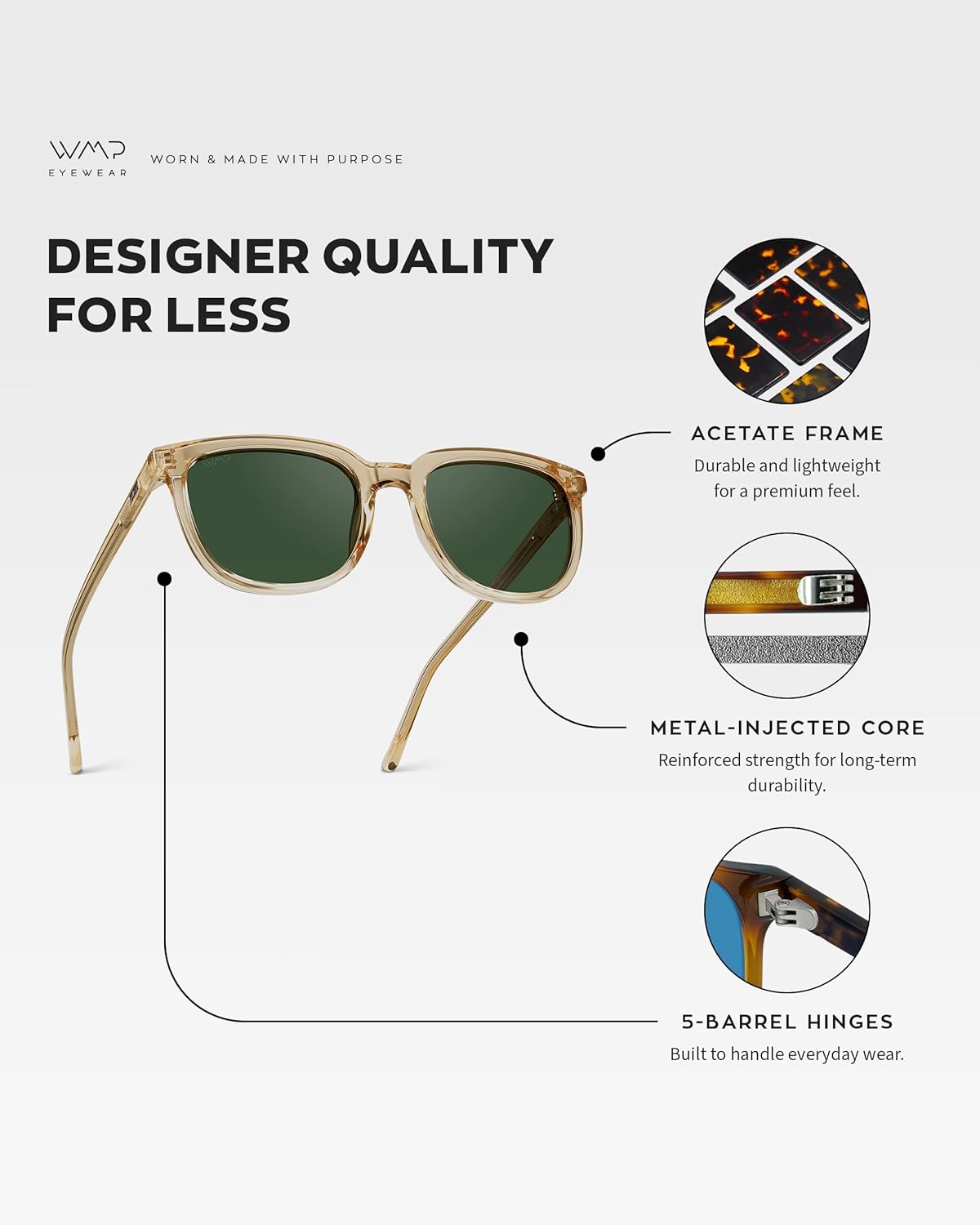 WearMe Pro Polarized Classic Retro Flat Square Unisex Sunglasses - Image 5