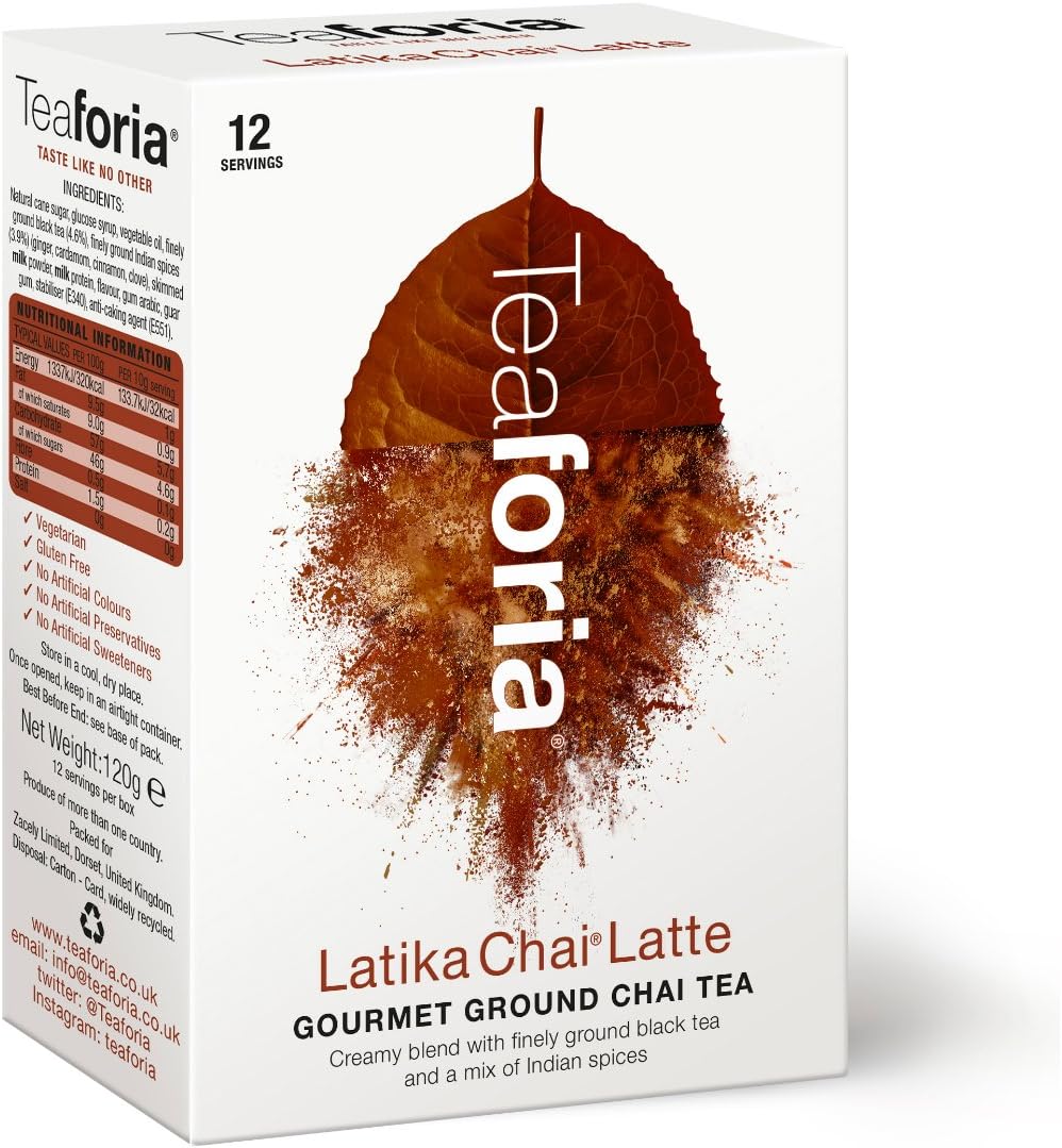 Teaforia Gourmet Ground Latika Chai Latte Tea (120g). Make The Perfect Matcha Latte at Home with Ease! Just add hot Water!