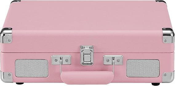 Crosley CR8005E-BH Cruiser Plus Vintage 3-Speed Bluetooth in/Out Suitcase Vinyl Record Player Turntable, Blush