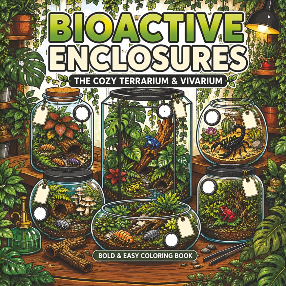 Bioactive Enclosures: The Cozy Terrarium & Vivarium: 40 Bold & Easy Coloring Pages of Cozy Terrariums, Vivariums, Frogs, Isopods, Moss Worlds & Nature Micro Habitats