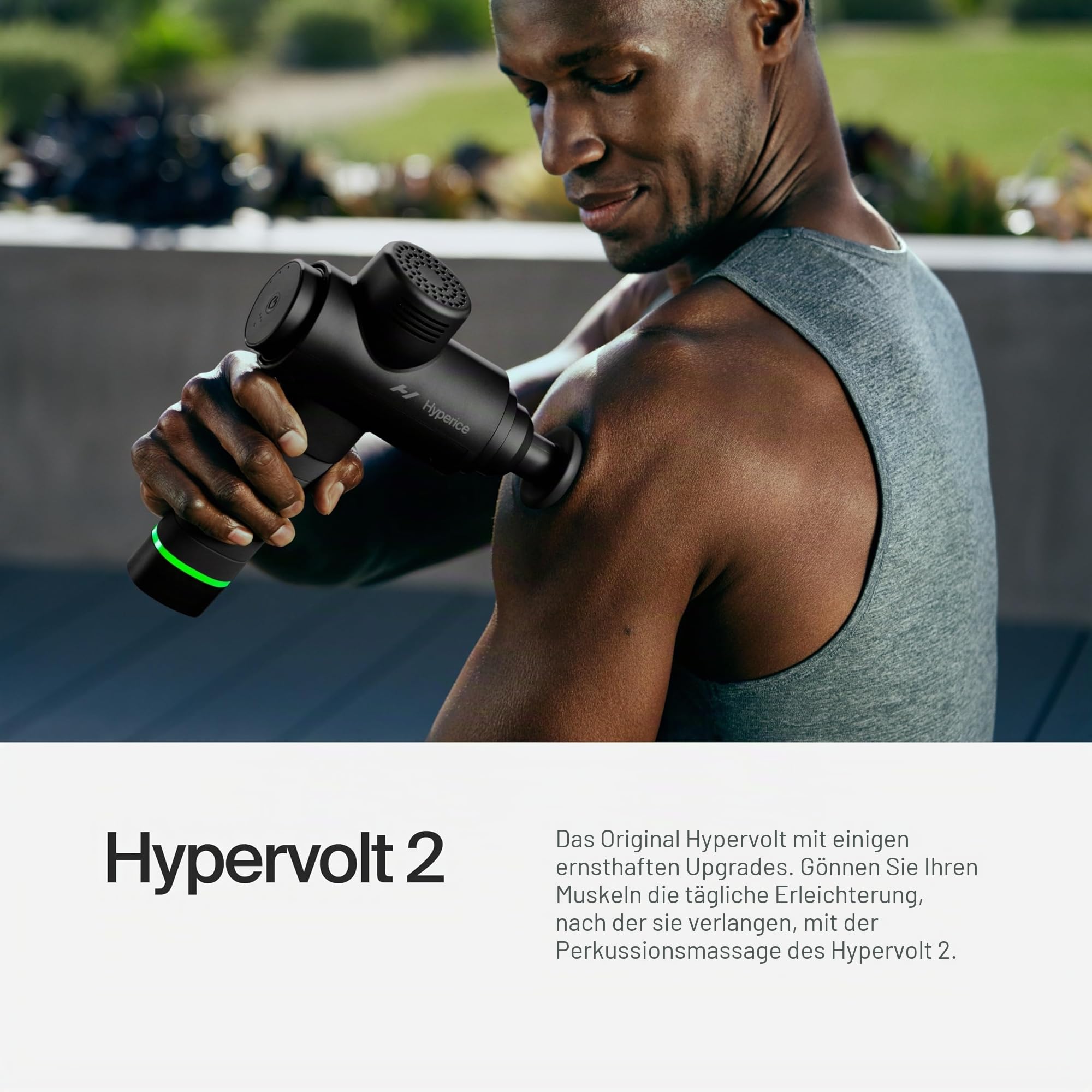 Hyperice Hypervolt 2 Hand-Massagepistole für Tiefengewebsmassage | Muskelregeneration | 3 Geschwindigkeitsstufen und 5 austauschbare Aufsätze | Hilft bei Schmerzen, Steifheit und Durchblutung