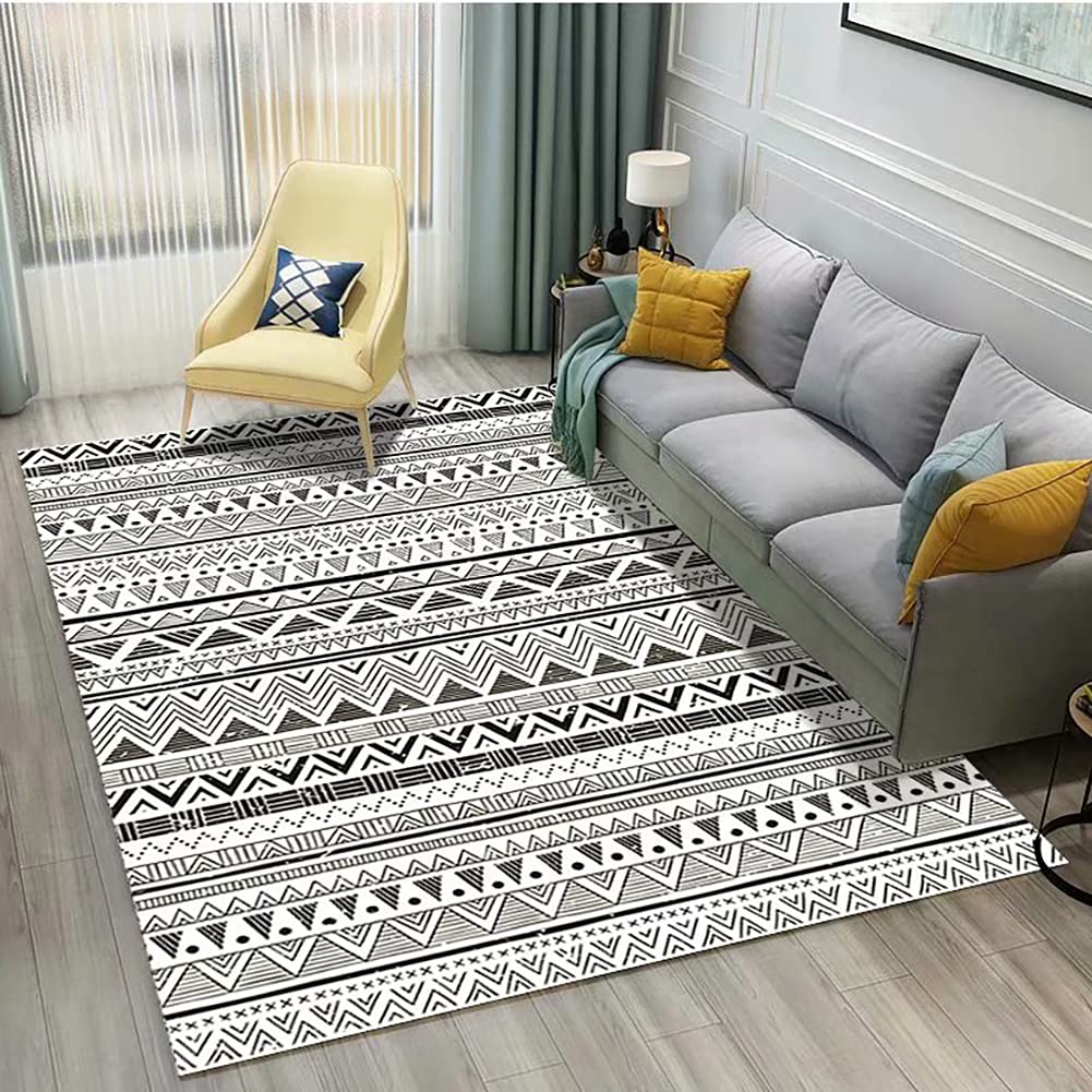 Tapis pour salon géométrique à poils courts facile à nettoyer