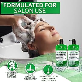 Tea Tree Shampoo and Conditioner Set - with 100% Pure Australian Tea Tree Oil - Anti Dandruff Sulfate and Paraben Free - Dry Scalp Treatment with Keratin, Vitamin B5, Collagen for Women and Men