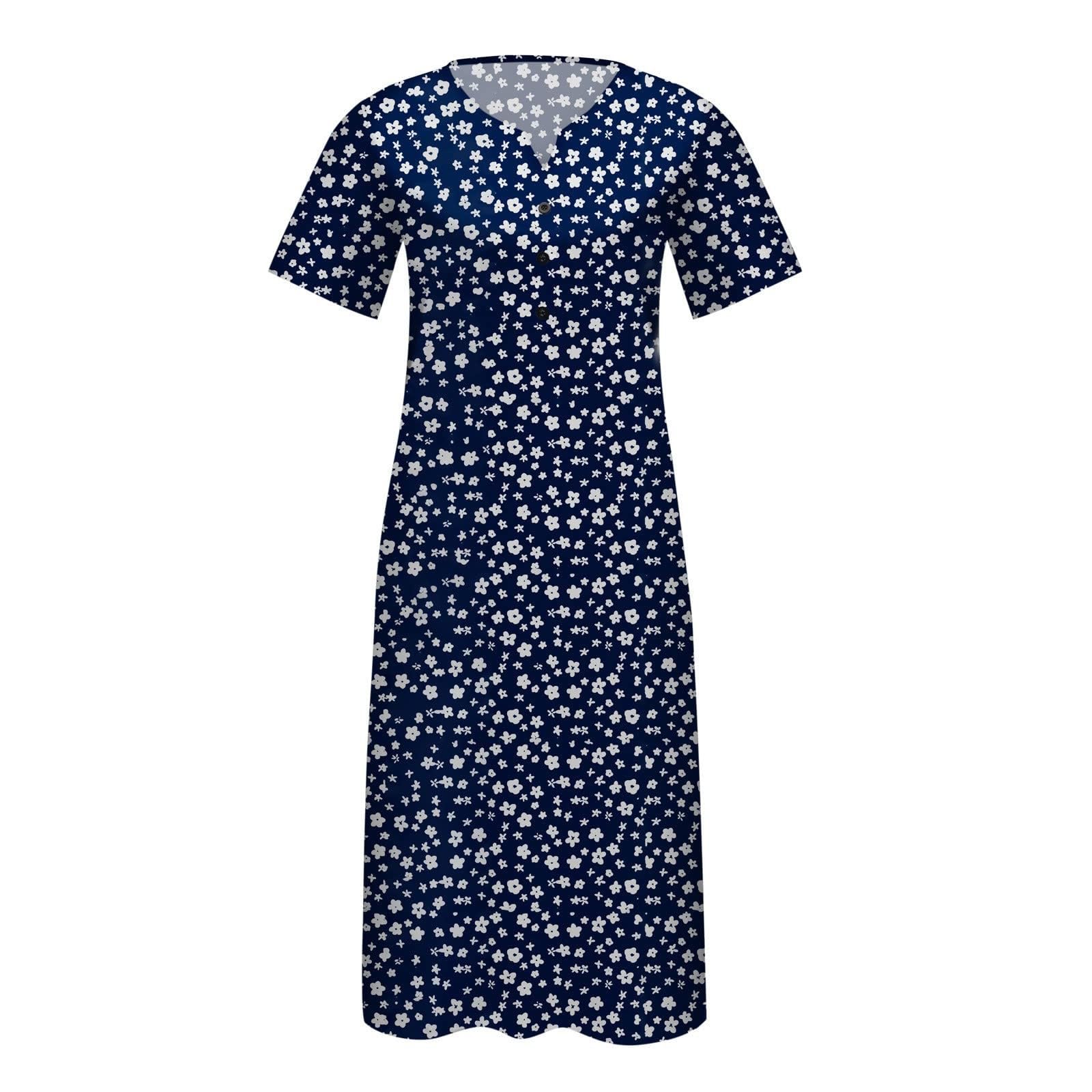 Lässiges Damenkleid mit V-Ausschnitt Knopfleiste für Alltag Urlaub stilvolle Bequeme Sommerkleider mit Druck
