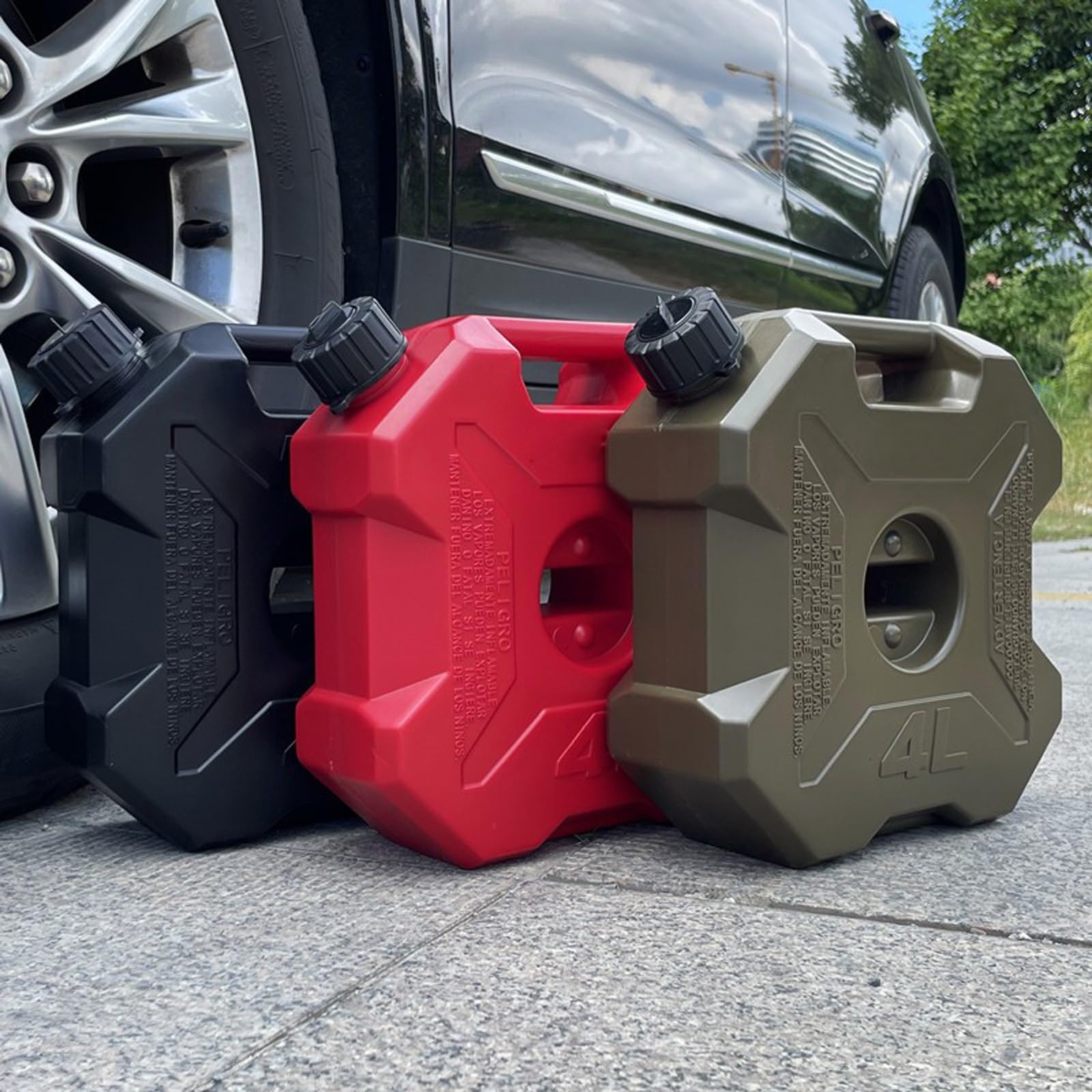 Bidon Gasolina, Garrafas de Aceite de Motor de Plástico con Cierre de Seguridad, Ligeras, Prácticas y Fáciles de Instalar, Aptas para Motocicletas y Coches(Black)