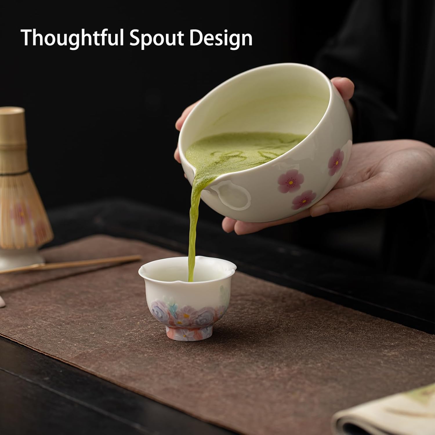 Matcha Whisk Set,8 Pcs Ceramic Matcha Set,Matcha Kit for Matcha Lovers,Tradition Tea Set Includes Bowl,Bamboo Whisk and Holder,Scoop,Sifter and Towel,Gift for Family and Friend (Cream) - Image 7