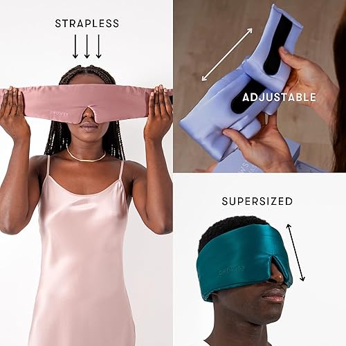 Miniatura 7 de DROWSY Antifaz de seda para dormir - Abraza la cara, capullo acolchado para dormir con lujo en total oscuridad - 100% seda pura de morera (Jade