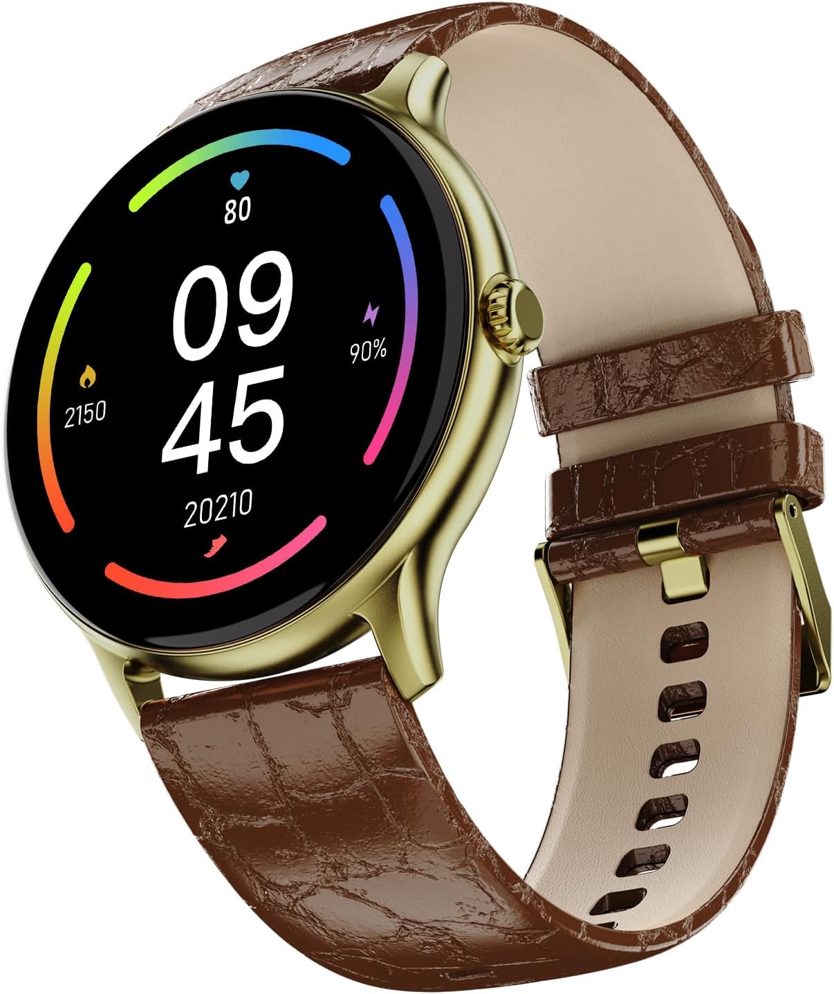 Fire‑Boltt Phoenix Classic Round Smart Watch 1.39″ HD Display with Bluetooth Calling,AI Voice Assistant,SpO2 & Heart Rate Monitor, 120+ Sports Modes,IP67 Waterproof Smart Watch for Men & Women - Brown