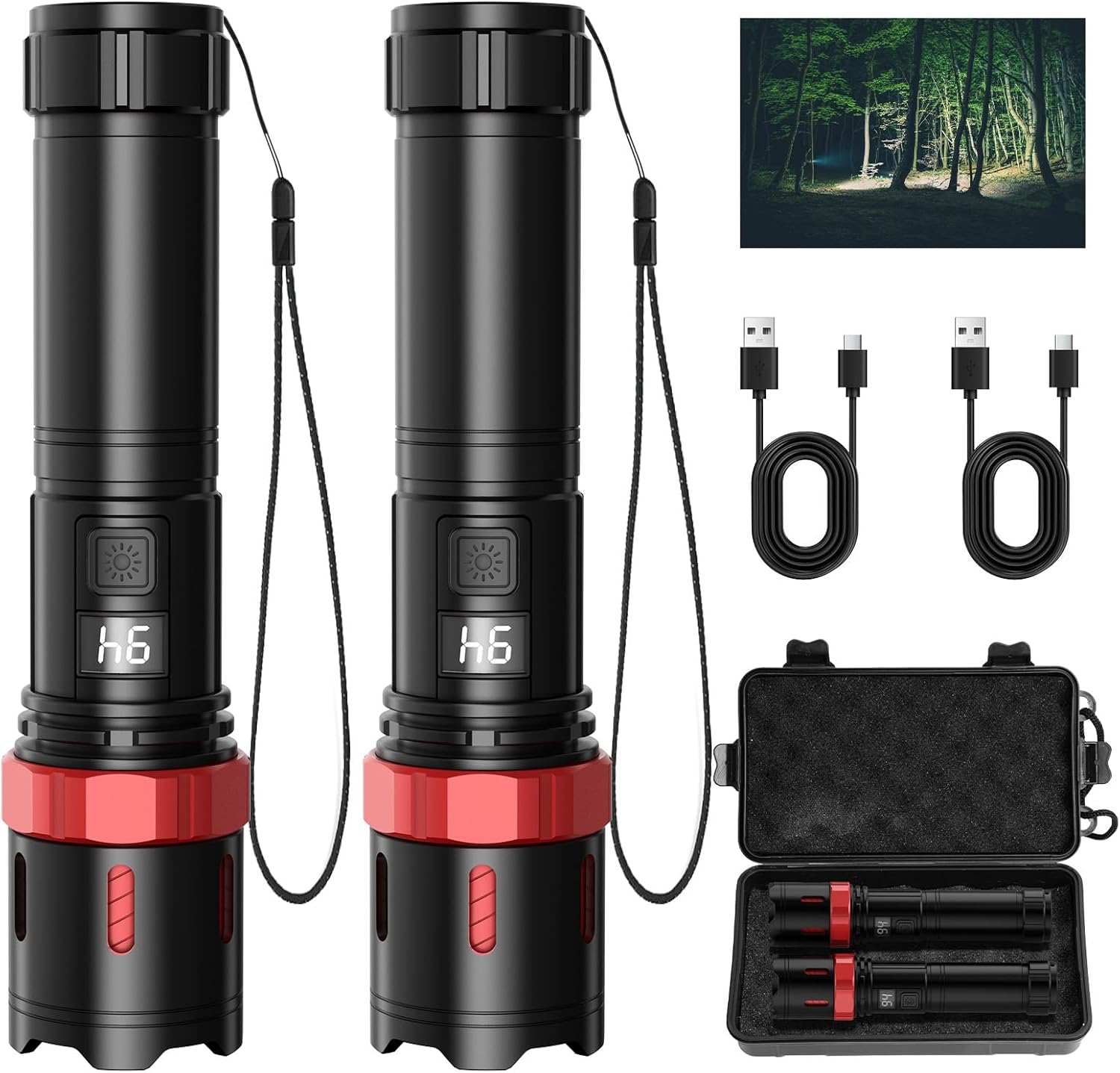 LED Rechargeable Flashlight, Professional 990,000 High Lumens Tactical Flashlight for Emergency, Power Outages, Camping, Waterproof Handheld Torch for Night Dog Walking Hiking