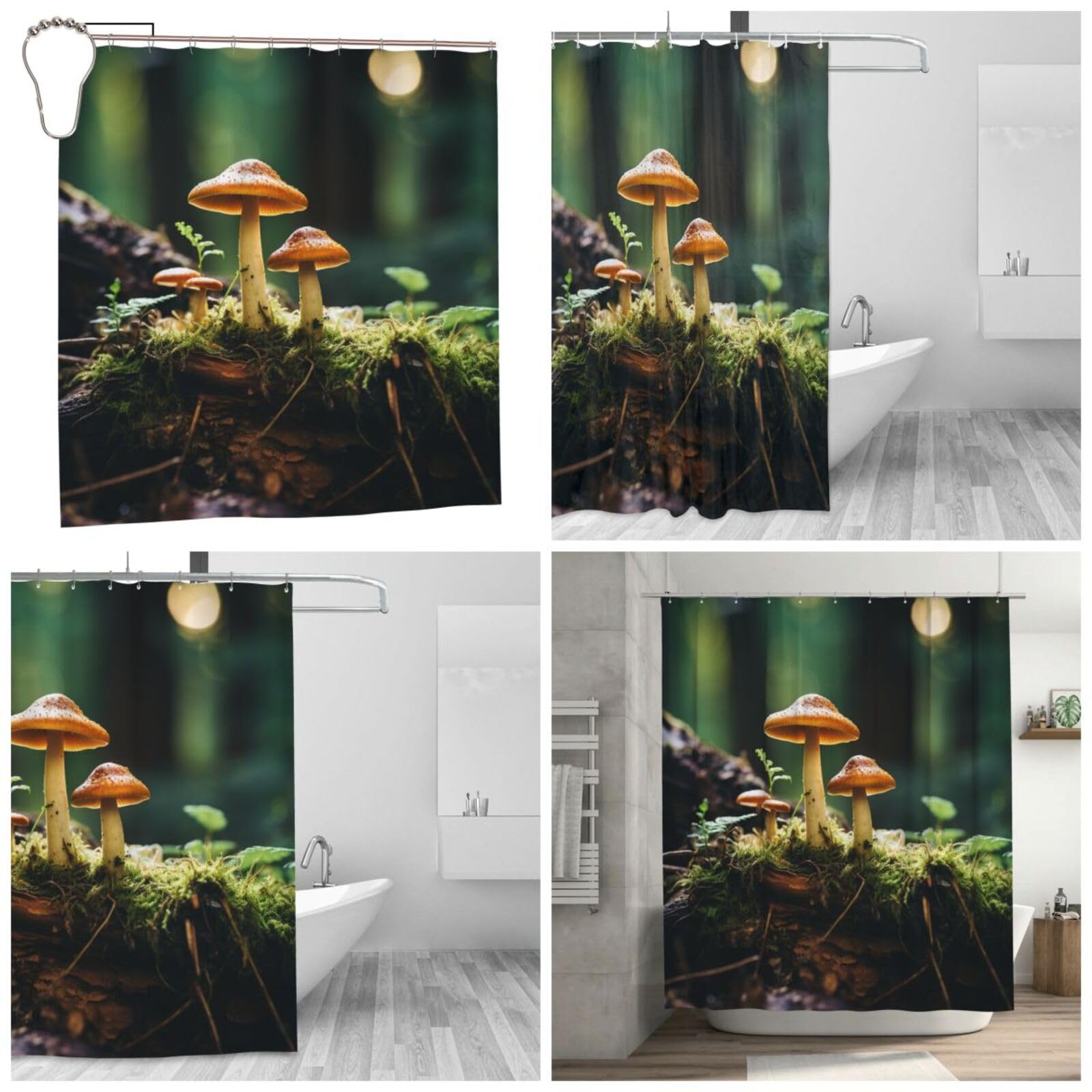 Rideau de douche 183 x 183 cm en microfibre pour fenêtre de baignoire moderne