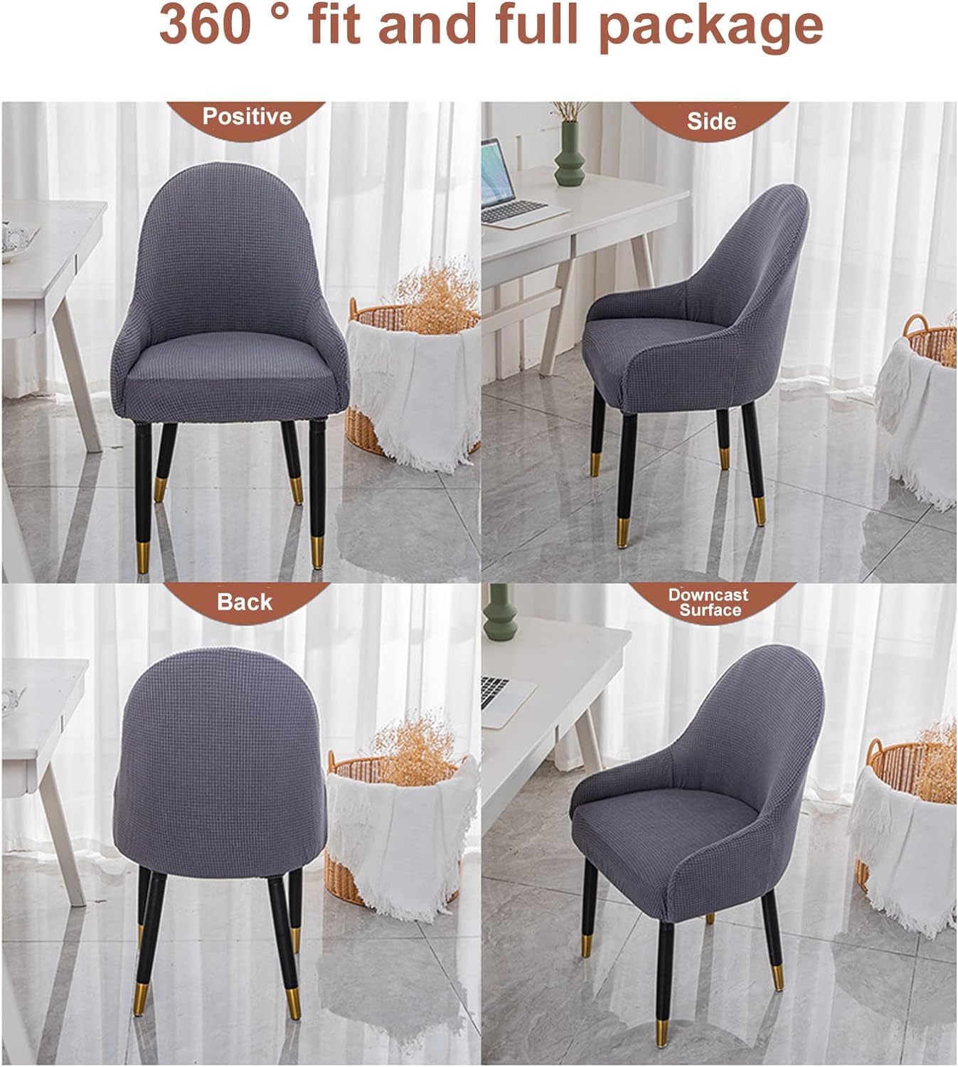 Funda para Silla con reposabrazos, elástica, 2/4/6/1 Unidades Jacquard con reposabrazos Funda elástica para sillas de salón, Funda Moderna para Comedor, Cocina,A5,4pcs