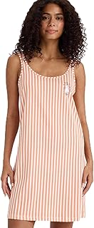 DeFacto Regular Fit U Yaka Askılı Çizgili Gecelik-Fall in Love