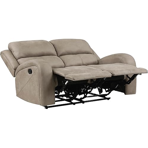 Lexicon Recliner Couch, Wall Hugger Sofa Recliners, Home Theater Seating Dual Reclining Couch, Manual Recliner Couches for Living Room, Bedroom, Office, Apartment, 61.5'' Loveseat Recliner, Brown