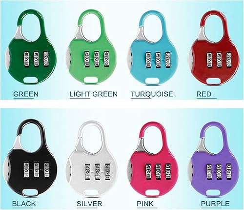 Miniatura 4 de Candado de combinación de 3 dígitos, cerradura de cifrado seguro, bloqueo de código reiniciable, cerraduras de color (paquete de 8)