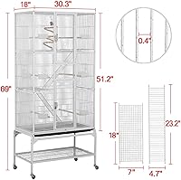 Vista 2 de Yaheetech Jaula de metal para loros extra grande de 69 pulgadas con soporte desmontable para loros de tamaño mediano, cacatúas, periquitos, Blanco