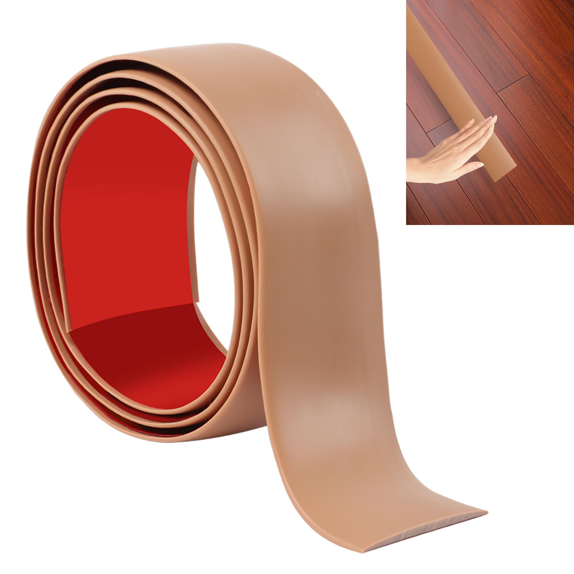 JUNART 100cm×5cm Laminate Flooring Threshold Transition Strip, Self Adhesive Vinyl Floor Strip, Tiles or Carpet Edge Transition Trim(Brown)
