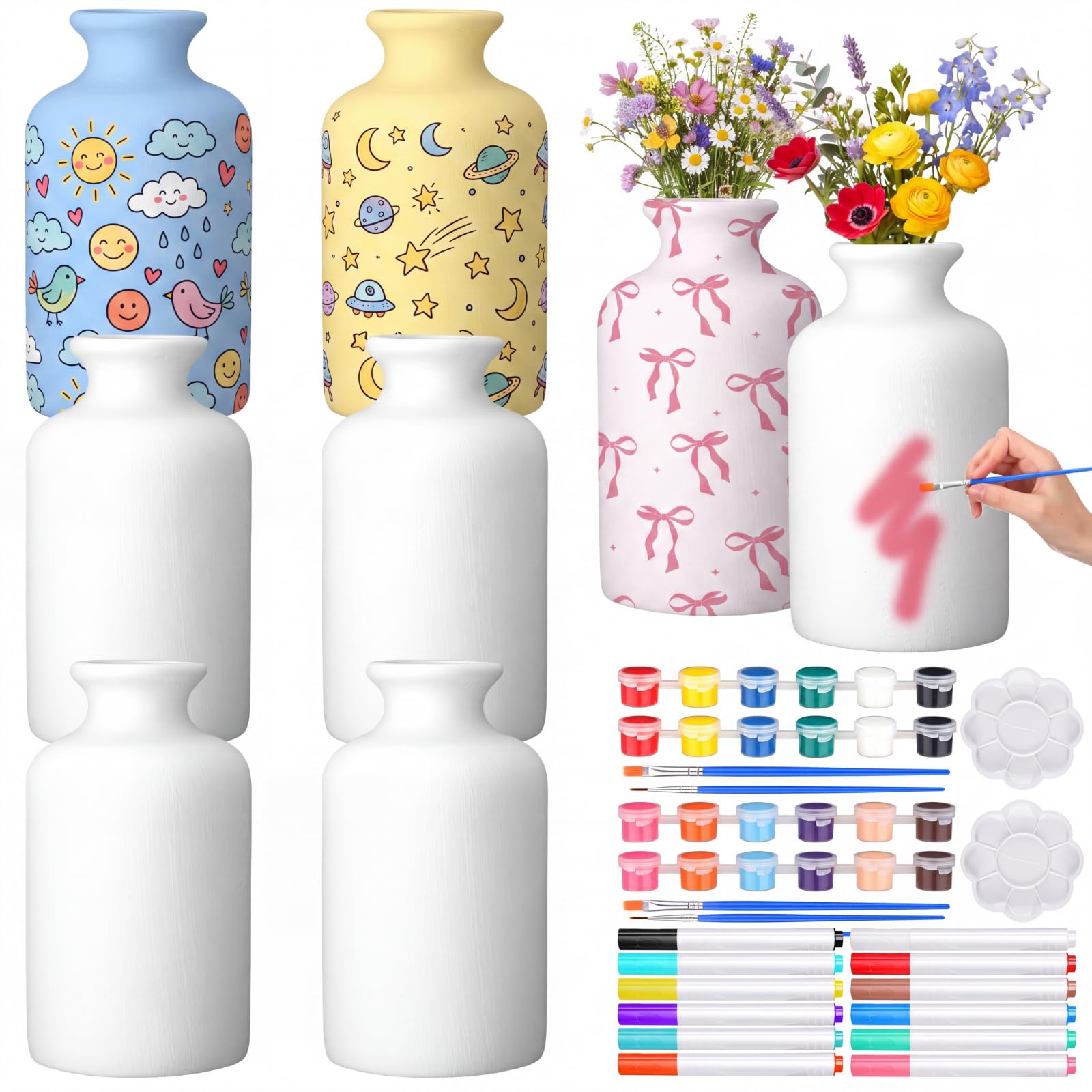 Amazon.co.jp: Singhoow 6セット セラミックス ペイント花瓶 DIY 自分
