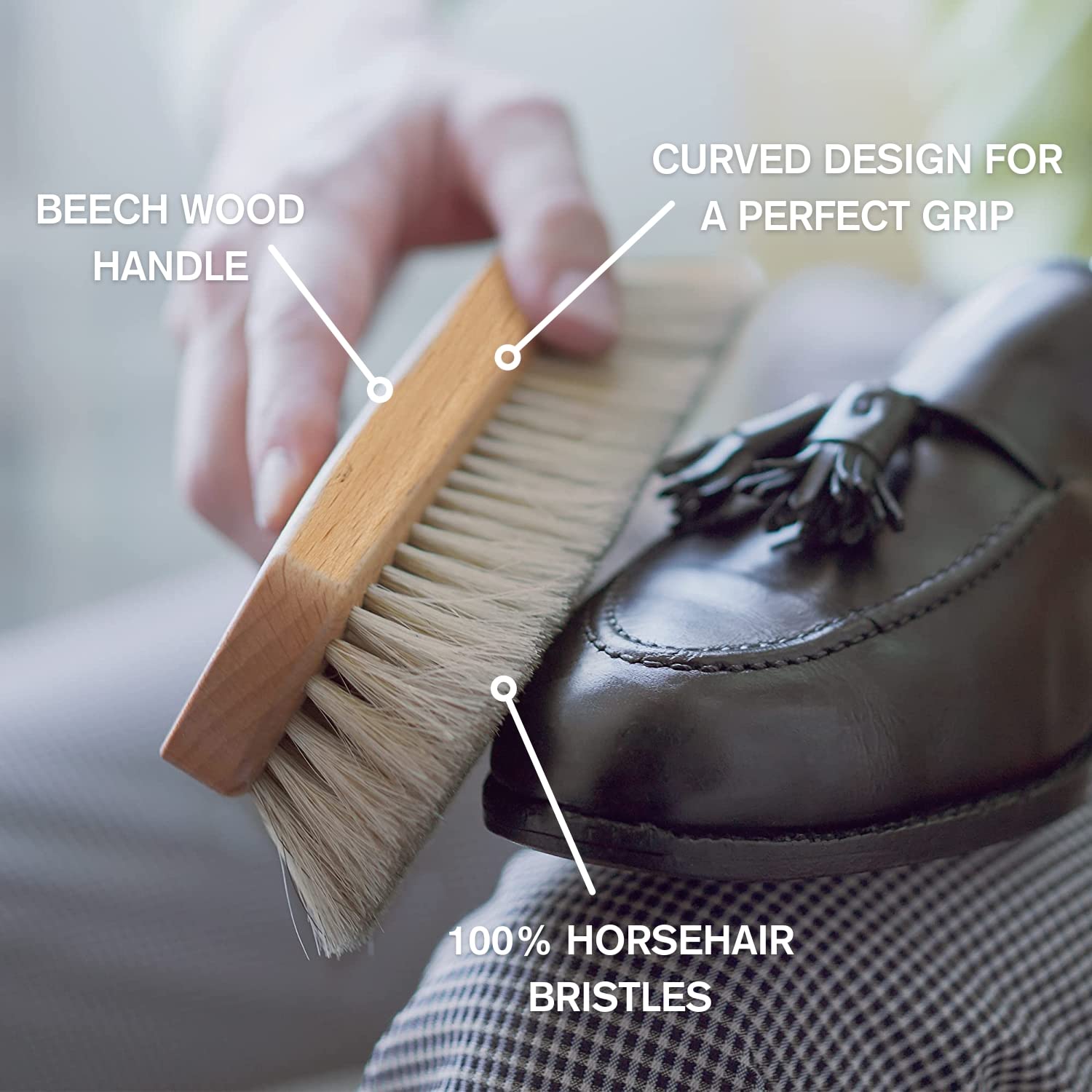 Stone and Clark Brosse à Chaussures Naturelle – Brosse en CRIN de Cheval pour Nettoyer, polir et polir Les Chaussures en Cuir