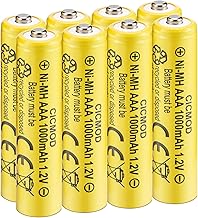 CICMOD Pack of 8 AAA Batteries 1000 mAh Rechargeable AAA Batteries NI-MH 1.2 V High Capacity Solar Rechargeable Batteries