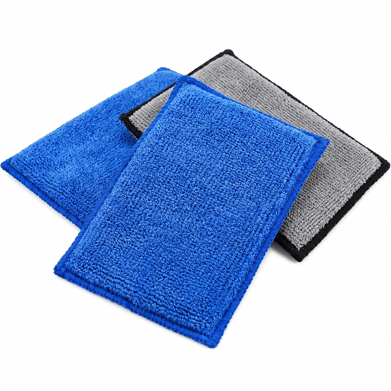 4 Pack Interior Cleaning Sponges, Double Sided Velvet and Terry Cloth Scrub Pads for Car, Home, Leather, Vinyl, Plastic and Upholstery