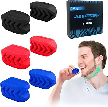 Joe Exerciser for Men and Women - 3 Resistance Levels 6 Pieces Silicone Jaw Line Exerciser Tablet Jaw Shaper - Powerful Jaw Trainer for Beginner, Intermediate, Advanced Multi-Color - 6B