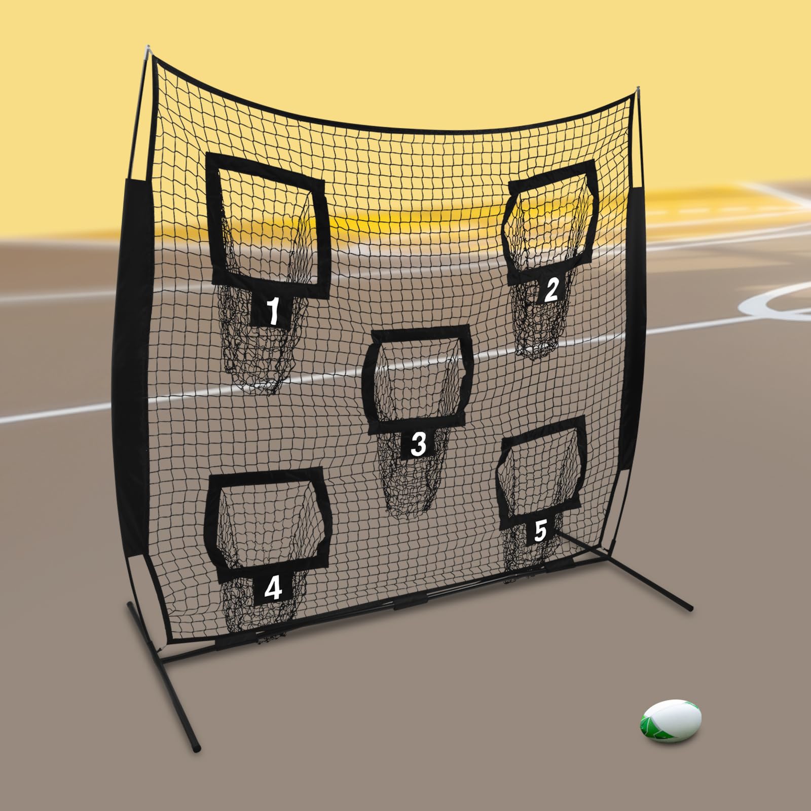 Fußballtrainer-Wurfnetz Tragbares Quarterback-Trainer-Netz, Fußball-Trainingsnetz mit Zielscheibe, Fussballtennisnetz Outdoor, Rugby Wurfnetz, QB-Wurf-Genauigkeitsnetz, 2.13 x 2.13 m