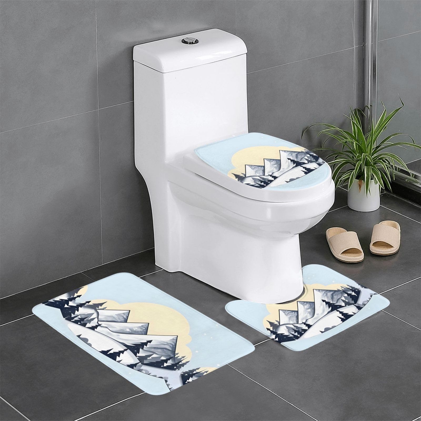 Tapis de salle de bain antidérapants lot de 3 pour éviter les glissades sur sol humide WC