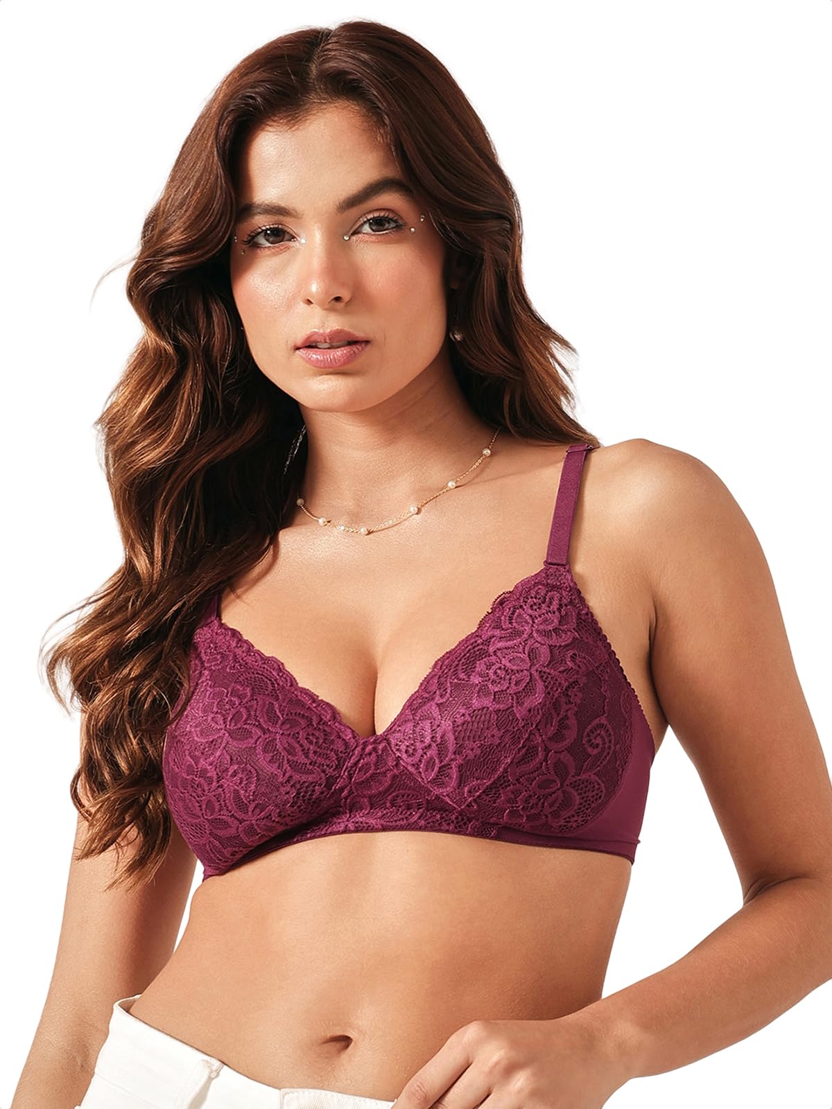 clovia Women's Net Lightly Padded Wire Free Full Cup Coverage Bra-picture-23