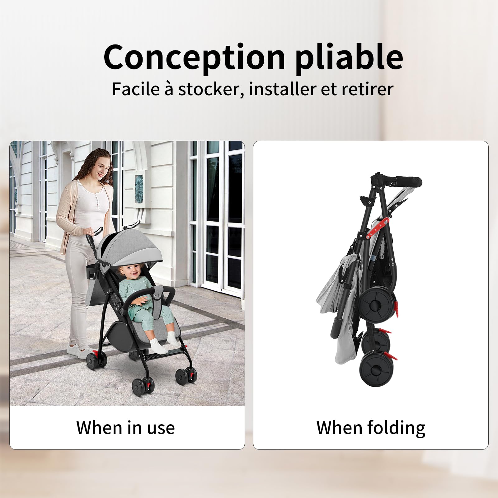 OHMG Passeggino Leggero e Compatto,Passeggini compatti Confortevole,Passeggino Sport Per Bambin,Pieghevole,25kg,Chiusura una Mano,UPF 50+,Zanzariere,Cinture di sicurezza a 5 punti