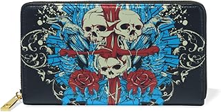 Signore Teschio Arte Portafoglio Uomo con Zip Portamonete Pochette in Pelle Telefono Cellulare Borsello Porta Carte di Credito per Donna Telefono Ragazza