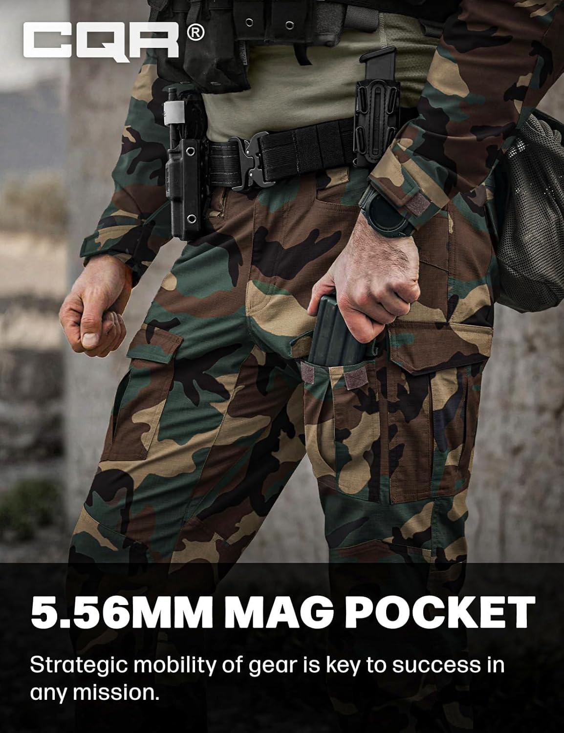 CQR Men's Flex Ripstop Tactical Pants, Water Resistant Stretch Cargo Pants, Lightweight EDC Hiking Work Pants - Image 5