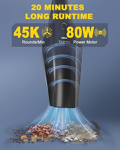 Miniatura 4 de TANYO Aspiradora de mano inalámbrica para automóvil, aspiradora portátil con succión de alta potencia, aspiradora de mano recargable, mini mano para