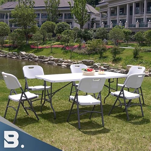 Mesa Dobrável Vira Maleta Portátil com Alça Retangular 1,80m para Áreas Internas e Externas (Branco