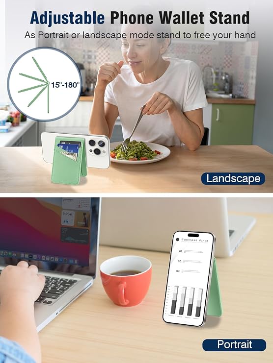 for MagSafe Wallet with Adjustable Stand, Strongest Magnetic iphone Wallet