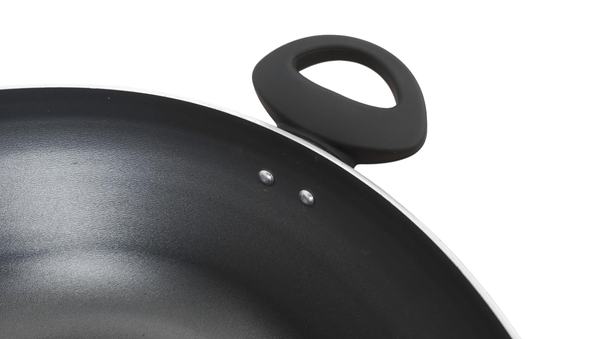 Wok en aluminium antiadhésif de 32 cm/12,5 pouces avec couvercle – Grande poêle à wok antiadhésive pour cuisine asiatique et indienne, doubles poignées, poêle à frire profonde non toxique