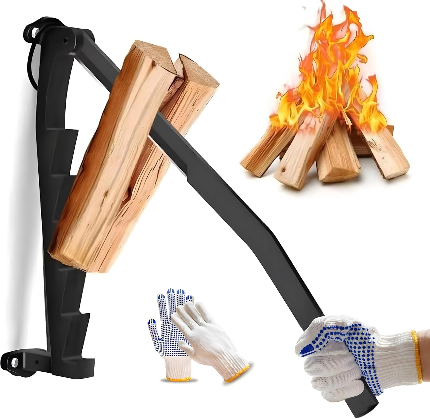 Wall Mounted Kindling Splitter Firewood Kindling Splitter - Portable Manual Fire Wood Kindling Splitter Firewood Cutter Heavy Duty Log Splitter Wood Splitter for Indoor Outdoor003