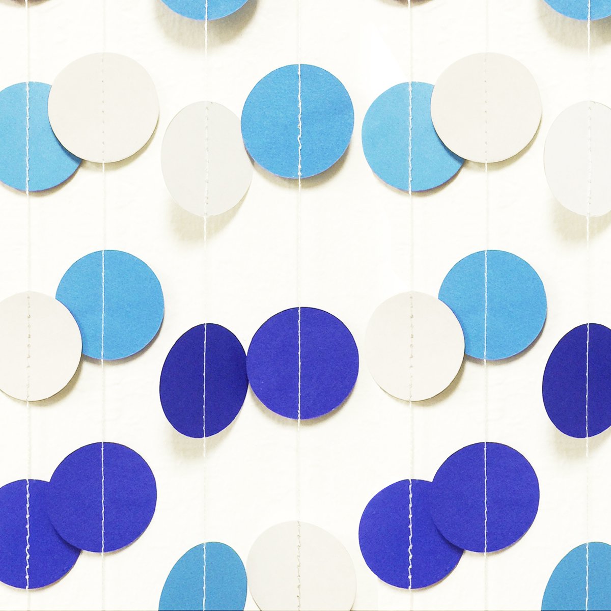 AllyDrew Papier Girlande zum Aufhängen Décor, 26 ft, Set von 2, für Hochzeiten, Parteien, Baby Duschen, Sky Blue, White, Navy