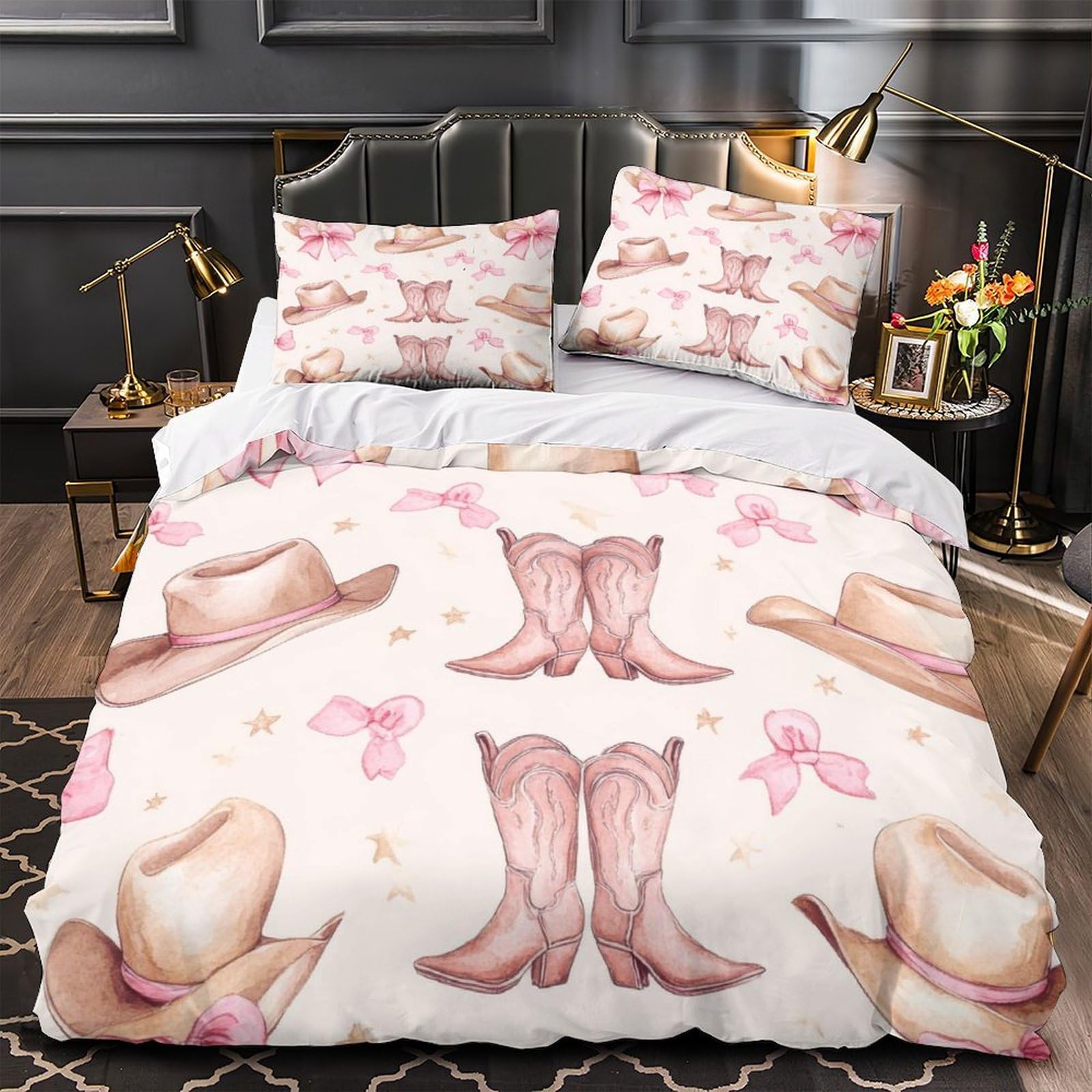 Housse de couette 200x200cm effet 3D parure de lit microfibre chalet rustique